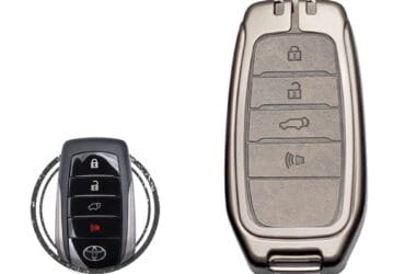 Zinc Alloy and Leather Key Cover Case 4 Button For Toyota Land Cruiser Smart Key Remote