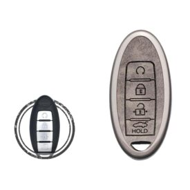 Zinc Alloy and Leather Key Cover Case 4 Button w/ Start For Nissan Pathfinder Murano Rogue