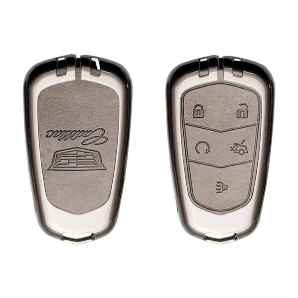 Zinc Alloy and Leather Key Cover Case 5 Button For Cadillac ATS CTS XTS (1)