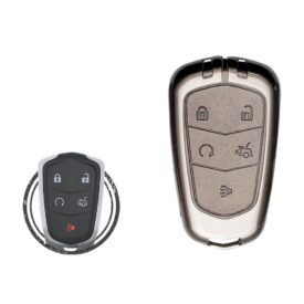 Zinc Alloy and Leather Key Cover Case 5 Button For Cadillac ATS CTS XTS