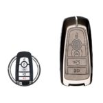 Zinc Alloy and Leather Key Cover Case 5 Button For Ford Expedition Explorer Edge Mustang
