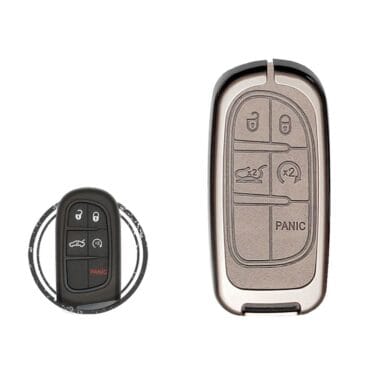 Zinc Alloy and Leather Key Cover Case 5 Button For Jeep Compass Grand Cherokee