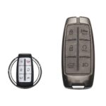 Zinc Alloy and Leather Key Cover Case 6 Button w/ Panic For 2021 Hyundai Genesis G80