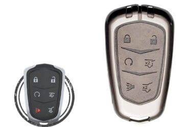 Zinc Alloy and Leather Key Cover Case 6 Button For Cadillac Escalade