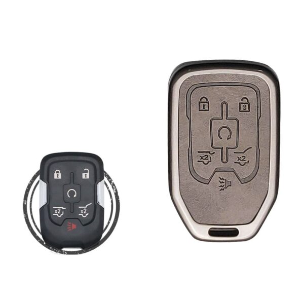 Zinc Alloy and Leather Key Cover Case 6 Button For Chevrolet Suburban Tahoe