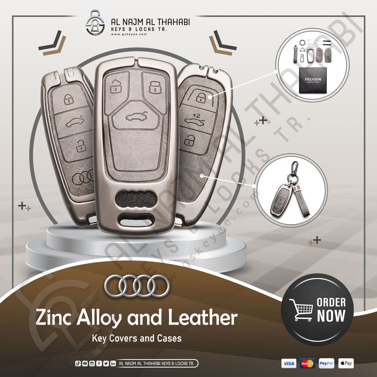 Zinc Alloy Key Caver Case for Audi