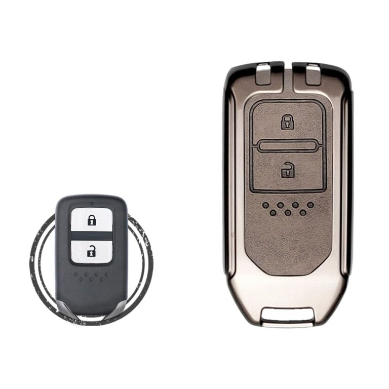 Zinc Alloy and Leather Key Cover Case 2 Button For Honda Jazz Fit City Vezel