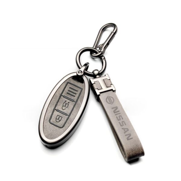 Zinc Alloy and Leather Key Cover Case 2 Button For Nissan X-Trail Note Micra (2)