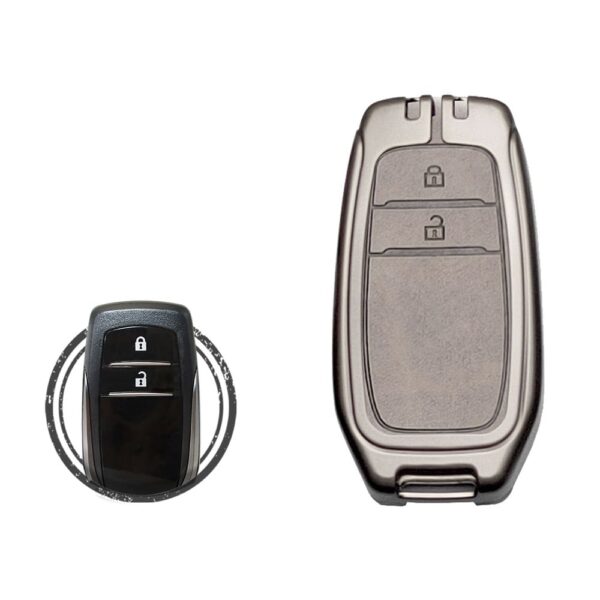 Zinc Alloy and Leather Key Cover Case 2 Button For Toyota Hilux Land Cruiser Smart Key Remote