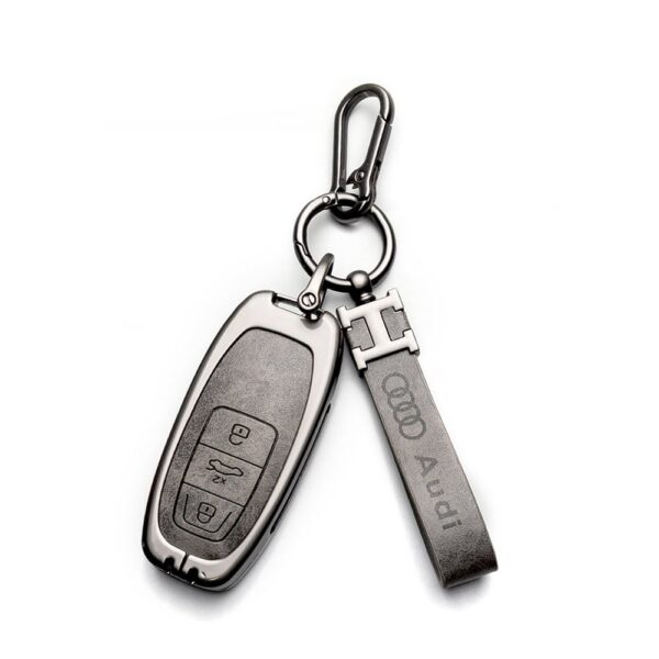 Zinc Alloy and Leather Key Cover Case 3 Button For Audi A4 A5 A6 A7 A8 S4 S5 Q5 Smart Key Remote (2)