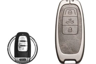 Zinc Alloy and Leather Key Cover Case 3 Button For Audi A4 A5 A6 A7 A8 S4 S5 Q5 Smart Key Remote