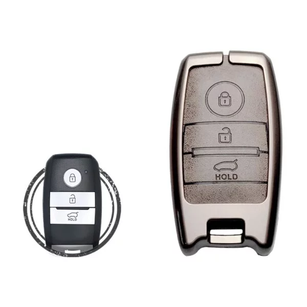 Zinc Alloy and Leather Key Cover Case For 2015-2022 KIA Cerato Sorento Seltos RIO Sportage