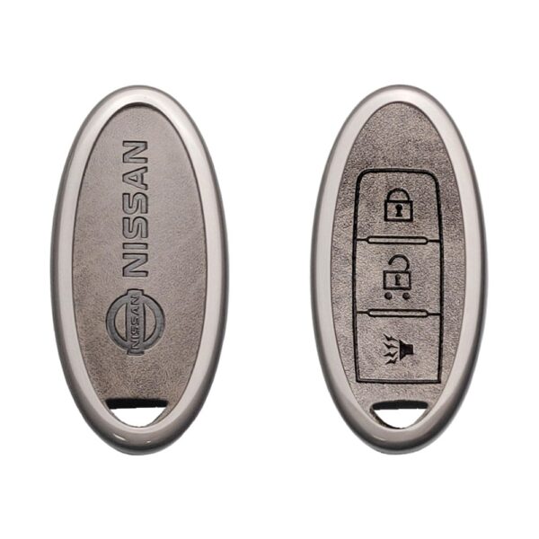 Zinc Alloy and Leather Key Cover Case 3 Button For Nissan Armada Versa Murano Rogue (1)