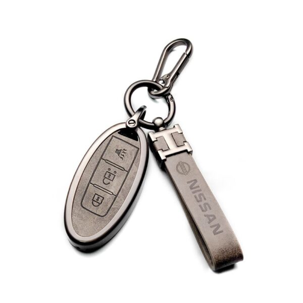 Zinc Alloy and Leather Key Cover Case 3 Button For Nissan Armada Versa Murano Rogue (2)