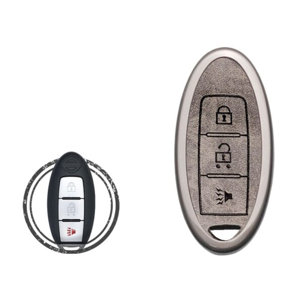 Zinc Alloy and Leather Key Cover Case 3 Button For Nissan Armada Versa Murano Rogue