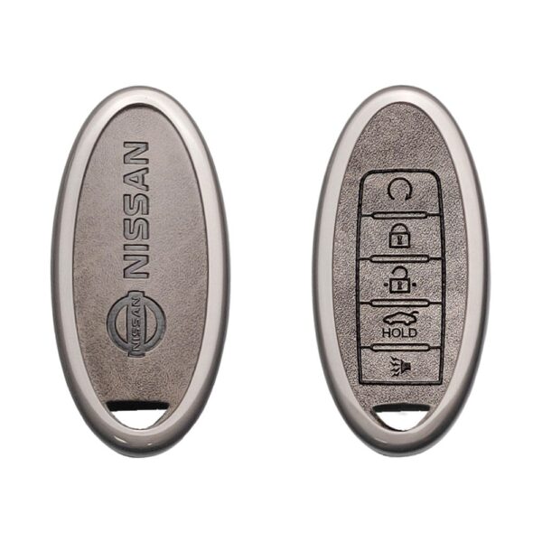 Zinc Alloy and Leather Key Cover Case 5 Button For Nissan Maxima Altima Murano Pathfinder (1)