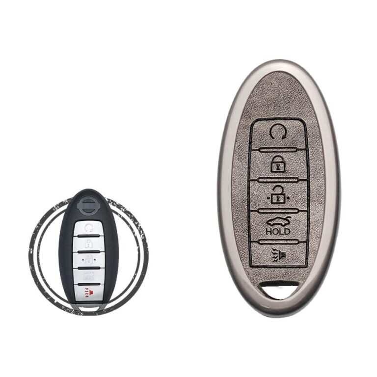 Zinc Alloy and Leather Key Cover Case 5 Button For Nissan Maxima Altima Murano Pathfinder
