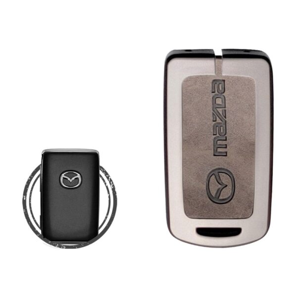 Zinc Alloy and Leather Key Cover Case For 2019-2023 Mazda 3 6 CX-5 CX-9 CX-30 Smart Key Remote