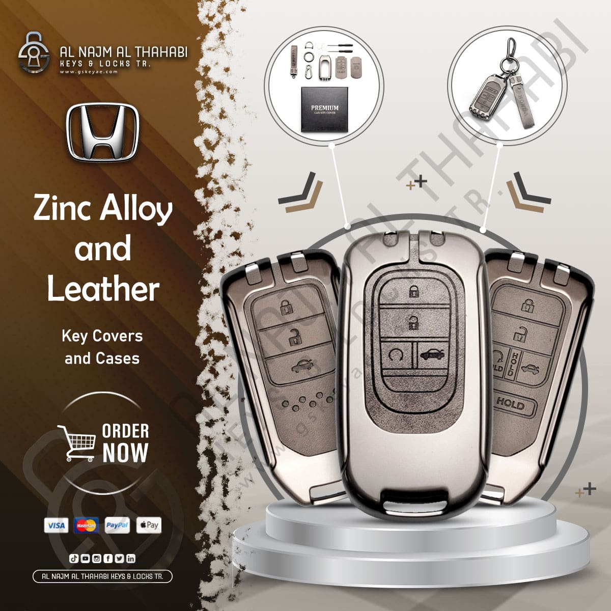 Zinc Alloy Key Cover Case for Honda 