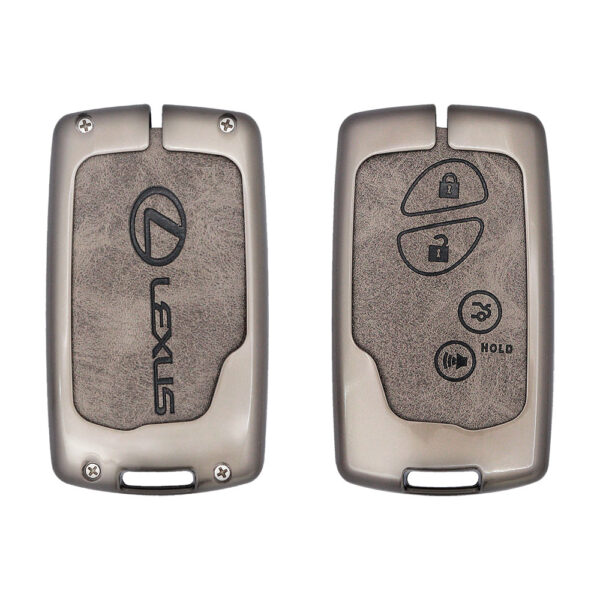 Zinc Alloy and Leather Key Cover Case 4 Button For 2005-2020 Lexus RX350 LX570 LX460 ES350 GX460 (1)