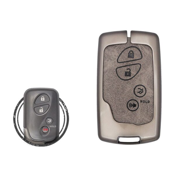 Zinc Alloy and Leather Key Cover Case 4 Button For 2005-2020 Lexus RX350 LX570 LX460 ES350 GX460