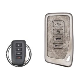 Zinc Alloy and Leather Key Cover Case 4 Button For 2013-2020 Lexus ES GS RC IS Smart Key Remote