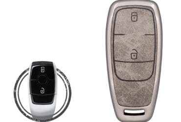 Zinc Alloy and Leather Key Cover Case 2 Button For Mercedes Benz E-Series Remote Key