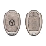 Zinc Alloy and Leather Key Cover Case 2 Button For 2001-2014 Mercedes Benz Fobik Key Remote (1)