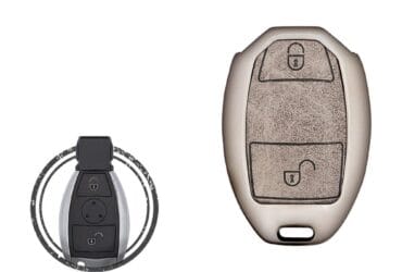 Zinc Alloy and Leather Key Cover Case 2 Button For 2001-2014 Mercedes Benz Fobik Key Remote