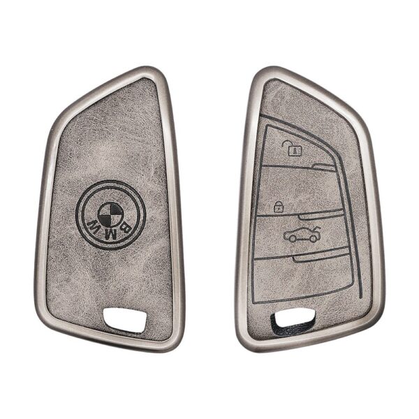 Zinc Alloy and Leather Key Cover Case 3 Button For BMW FEM F-Series Smart Remote Key (1)