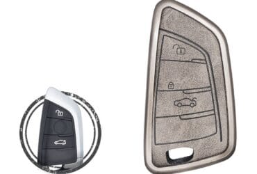 Housse de clé en alliage de zinc et cuir à 3 boutons pour clé intelligente BMW FEM F-Series