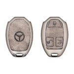 Zinc Alloy and Leather Key Cover Case 3 Button For 2001-2014 Mercedes Benz A / B / C / CLK / E / S / SLK Class Fobik Key Remote (1)