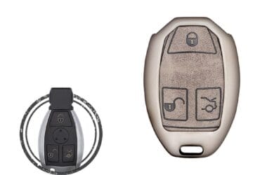 Zinc Alloy and Leather Key Cover Case 3 Button For 2001-2014 Mercedes Benz A / B / C / CLK / E / S / SLK Class Fobik Key Remote
