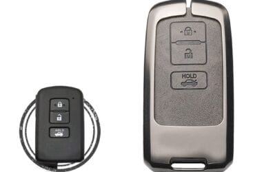 Housse de clé en alliage de zinc et cuir à 3 boutons pour Toyota RAV4 Highlander