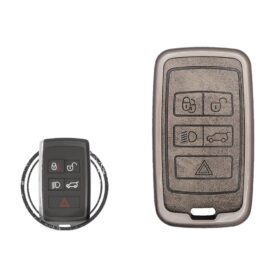 Zinc Alloy and Leather Key Cover Case 5 Button For 2018-2023 Land Rover Discovery Range Rover Sport Evoque