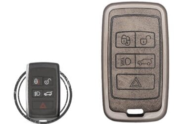 Housse de clé en alliage de zinc et cuir à 5 boutons pour Land Rover Discovery Range Rover Sport Evoque 2018-2023
