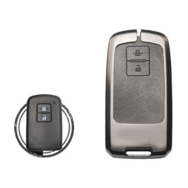 Zinc Alloy and Leather Key Cover Case 2 Button For 2013-2018 Toyota Land Cruiser RAV4