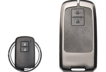Zinc Alloy and Leather Key Cover Case 2 Button For 2013-2018 Toyota Land Cruiser RAV4