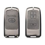 Zinc Alloy and Leather Key Cover Case 3 Button w/ Panic For Toyota Highlander Tacoma Tundra Land Cruiser (1)