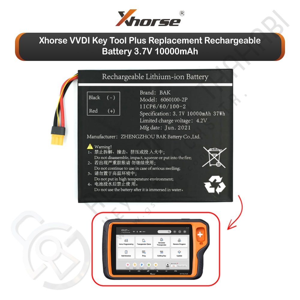 Batterie rechargeable de remplacement Xhorse VVDI Key Tool Plus 3.7V 10000mAh