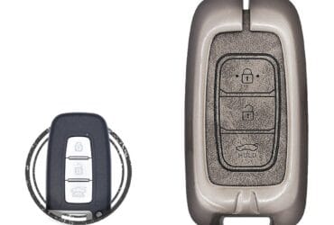 Zinc Alloy and Leather Key Cover Case 3 Button For Sonata Tucson Veloster