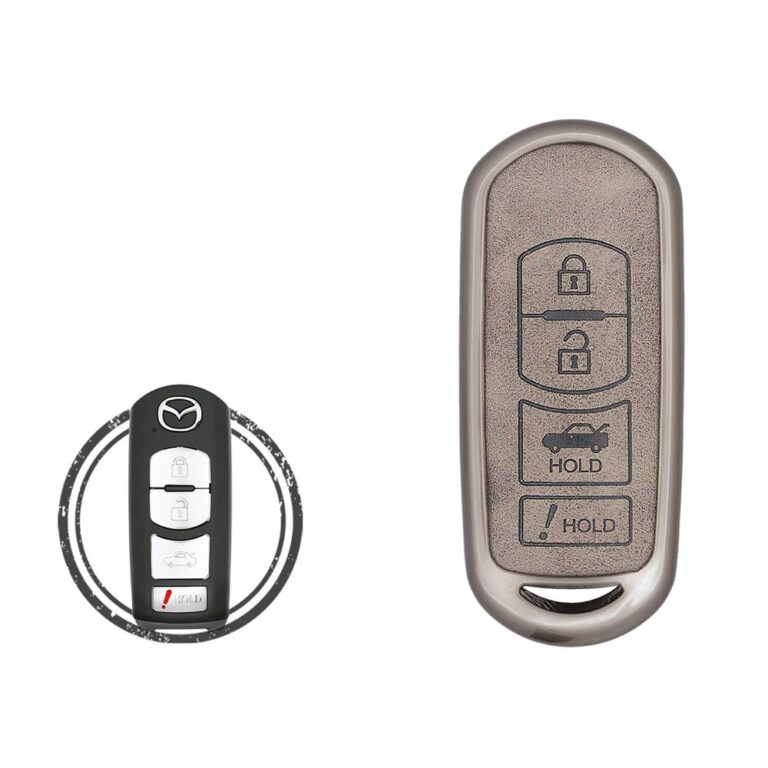 Zinc Alloy and Leather Key Cover Case 4 Button For Mazda 3 / 6 / MX-5 Miata Smart Key
