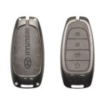 Zinc Alloy and Leather Key Cover Case 4 Button For 2022-2023 Hyundai Palisade Tucson Santa Fe (1)