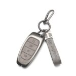 Zinc Alloy and Leather Key Cover Case 4 Button For 2022-2023 Hyundai Palisade Tucson Santa Fe (2)