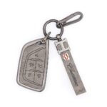Zinc Alloy and Leather Key Cover 5 Button For 2020-2022 Cadillac CT4 CT5 Smart Key YG0G20TB1 (2)