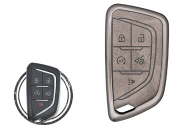 Housse de clé en alliage de zinc et cuir à 5 boutons pour clé intelligente Cadillac CT4 CT5 2020-2022