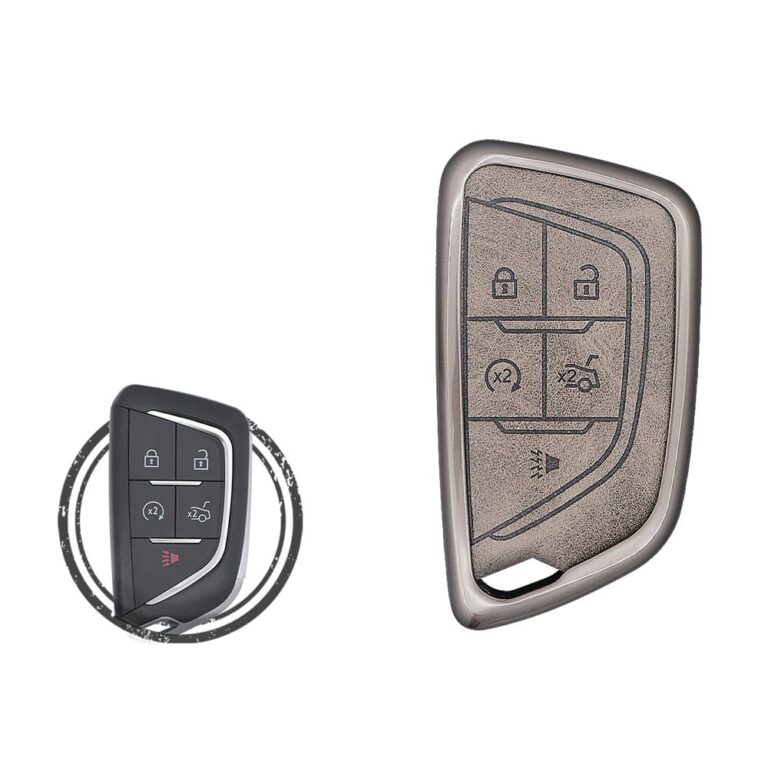 Zinc Alloy and Leather Key Cover 5 Button For 2020-2022 Cadillac CT4 CT5 Smart Key YG0G20TB1