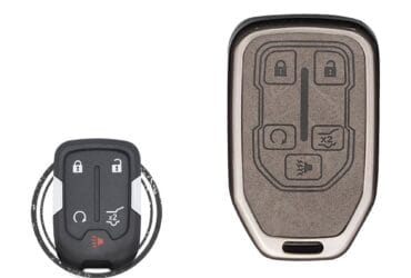 Housse de clé en alliage de zinc et cuir à 5 boutons pour clé intelligente Chevrolet 2017-2020