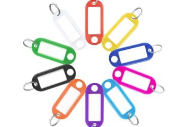 200 Étiquettes en plastique avec fenêtres pour étiquettes et anneaux 10 couleurs assorties