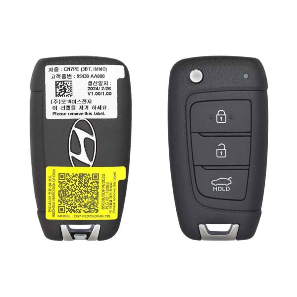 2024 Genuine Hyundai Elantra Flip Key Remote 3 Button 433MHz 95430-AA800 OEM